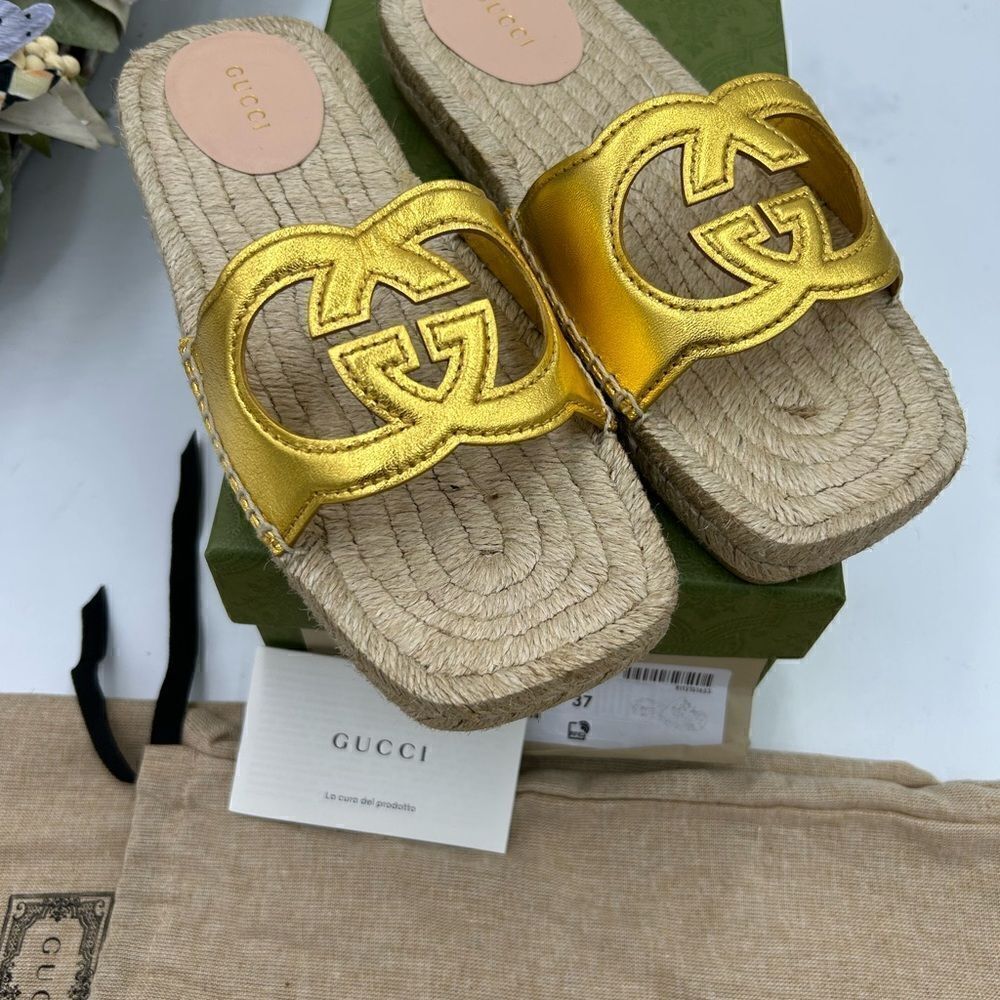 Women’s Gucci interlocking G Leather espadrilles size 37 made in Spain - Picture 3 of 10